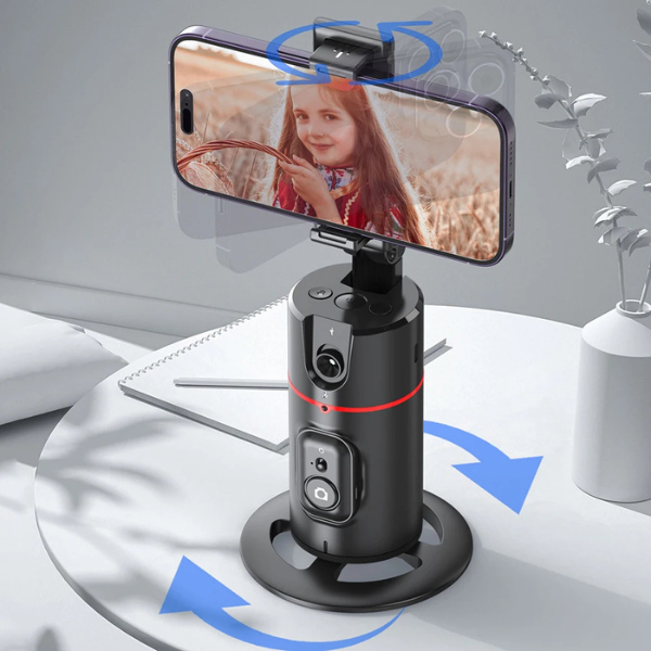 Estabilizador de gimbal de acompanhamento com rotação 360 VIKEFON Monopé de mesa com rastreamento facial e controle remoto para fotografia ao vivo no TikTok