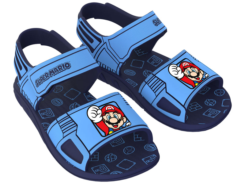 Sandália Infantil Menino Super Mário Grendene Grafite /Azul