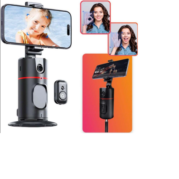 Estabilizador de gimbal de acompanhamento com rotação 360 VIKEFON Monopé de mesa com rastreamento facial e controle remoto para fotografia ao vivo no TikTok