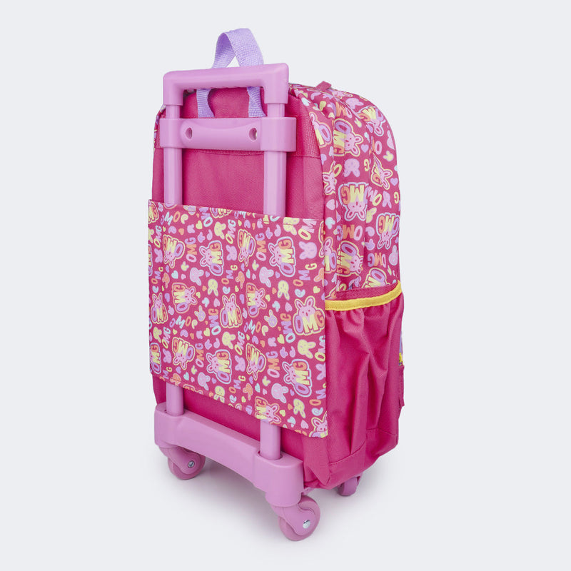 Mochila de Rodinhas Infantil Pampili OMG Pink