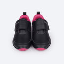 Tênis Escolar  Pampili Honey Calce Fácil Preto e Pink