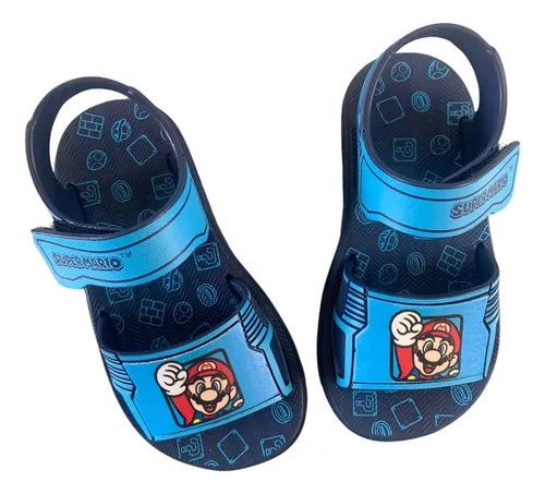 Sandália Infantil Menino Super Mário Grendene Grafite /Azul