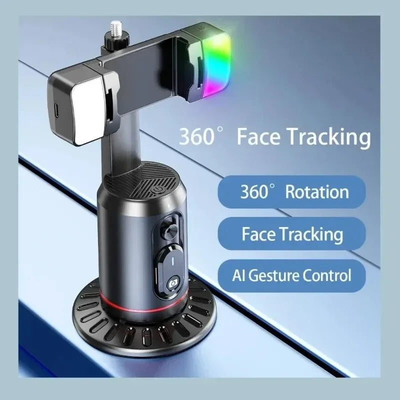 Estabilizador de gimbal de acompanhamento com rotação 360 VIKEFON Monopé de mesa com rastreamento facial e controle remoto para fotografia ao vivo no TikTok