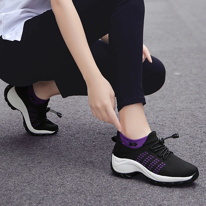 Tênis ortopédico feminino- tênis leves para corrida, confortáveis, com palmilha de malha, antiderrapantes e respiráveis.Ideal para esportes ao ar livre