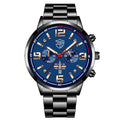 Relógios Deyros Masculino-Relógio digital em aço inoxidável de pulso de quartzo luxo, calendário luminoso masculino negócios casual
